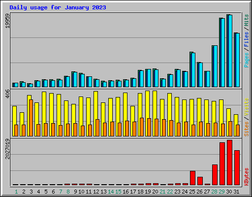 Daily usage for January 2023