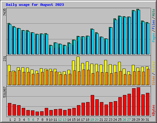 Daily usage for August 2023