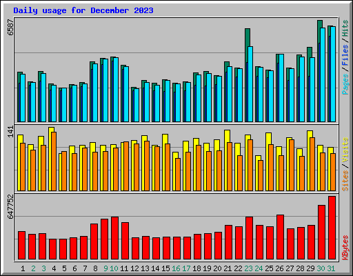 Daily usage for December 2023