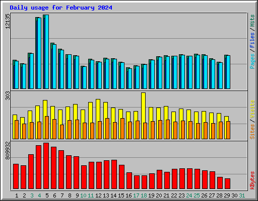 Daily usage for February 2024