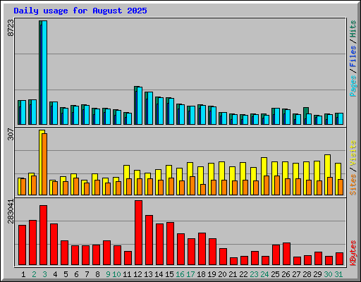 Daily usage for August 2025